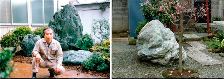 写真、左右とも青石、緑色片岩